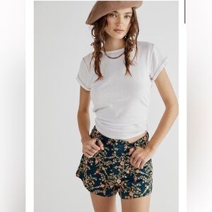 MOMO New York x Free People Embroidered Silk Shorts